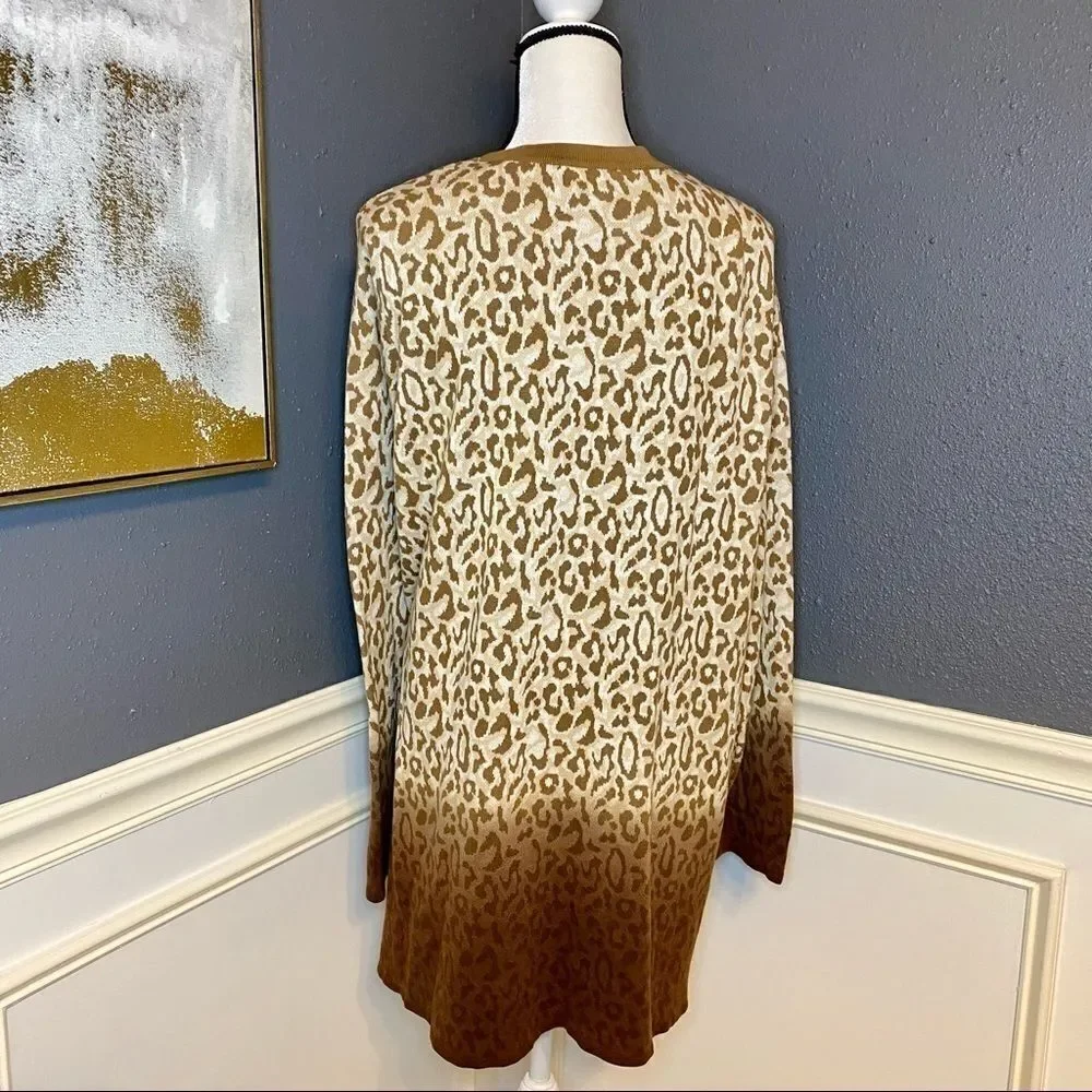 Isaac Mizrahi Live Leopard Dip-Dye Cardigan